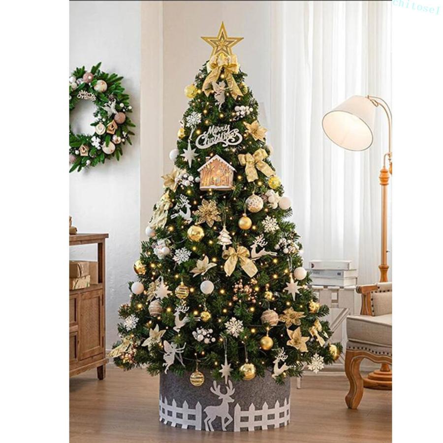 クリスマスツリー 北欧 大型 針葉樹 クリスマス飾り トウヒツリー オーナメント付きゾンチー豊富な枝数 店舗用 自宅用 玄関 雪化粧付き カラー1 高見え