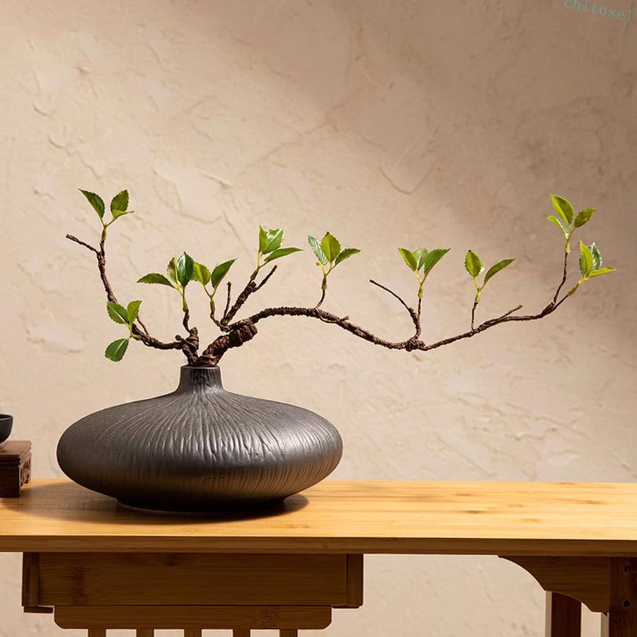 造花 フェイクグリーン 和風 インテリア ミニ盆栽 茶室 玄関 花瓶挿し 禅テイストゾンチー新古典スタイル 人工観葉植物 和モダン アンティーク 花瓶 カラー2