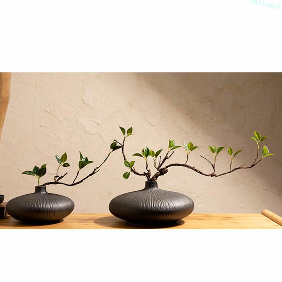 造花 フェイクグリーン 和風 インテリア ミニ盆栽 茶室 玄関 花瓶挿し 禅テイストゾンチー新古典スタイル 人工観葉植物 和モダン アンティーク 花瓶 カラー2