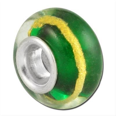 バブルルルビーズ（Bauble LuLu beads） Foil Lined Emerald Gold、パンドラ（Pandora）、トロールビーズ（Trollbeads）等幾通りものカスタマイズ可能！ | 