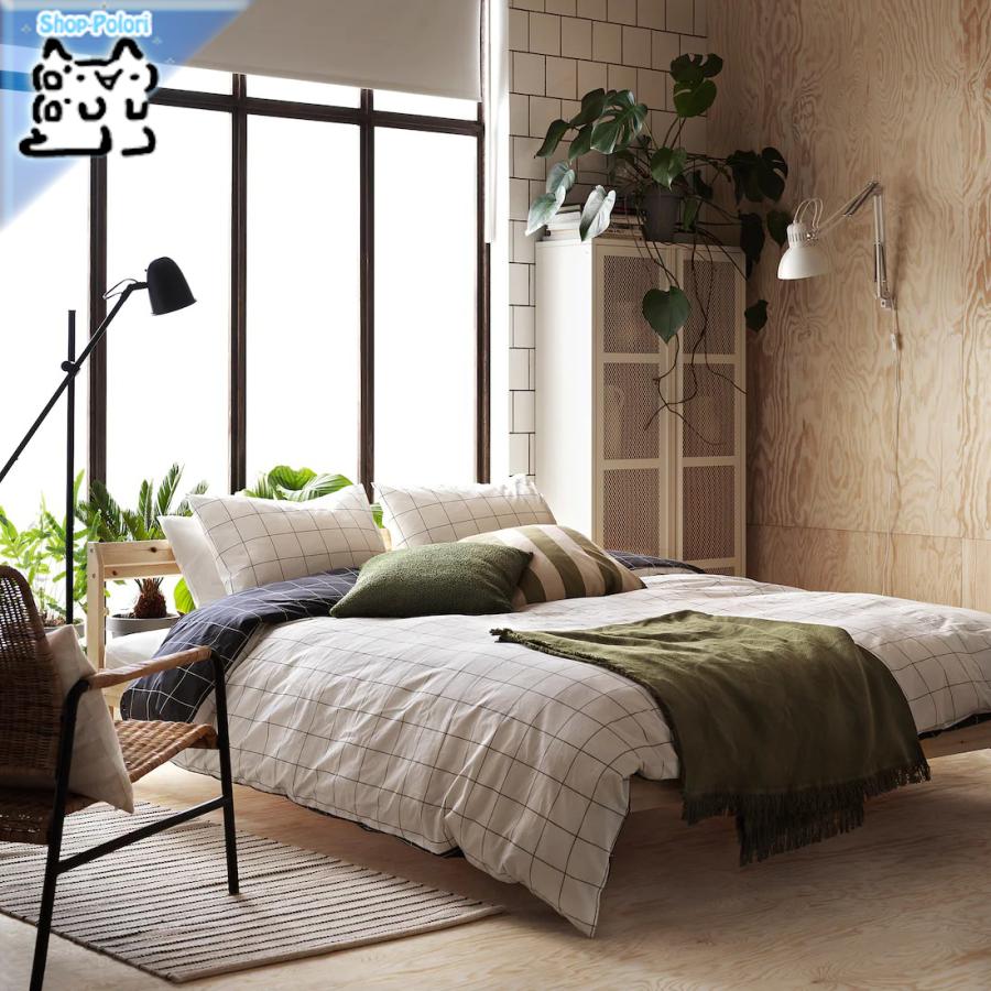 Ikea Original Vitklover ヴィートクローヴェル 掛け布団カバー 枕カバー 枕カバー2枚 ホワイト ブラック チェック ダブル サイズ用 0x0 50x60 Cm Ikea Shop Polori 通販 Yahoo ショッピング