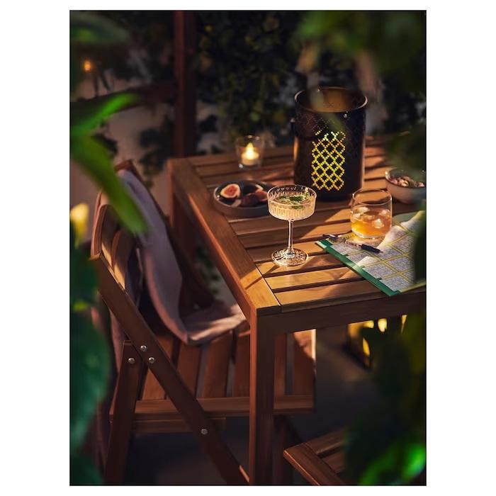 IKEA Original NAMMARO -ネッマロー- テーブル 屋外用 ライトブラウンステイン 75x63 cm :ikea-00511204:Shop-Polori 通販 NAMMARO ネッマロー ベンチ 屋外用, ライトブラウンステイン, 120 cm