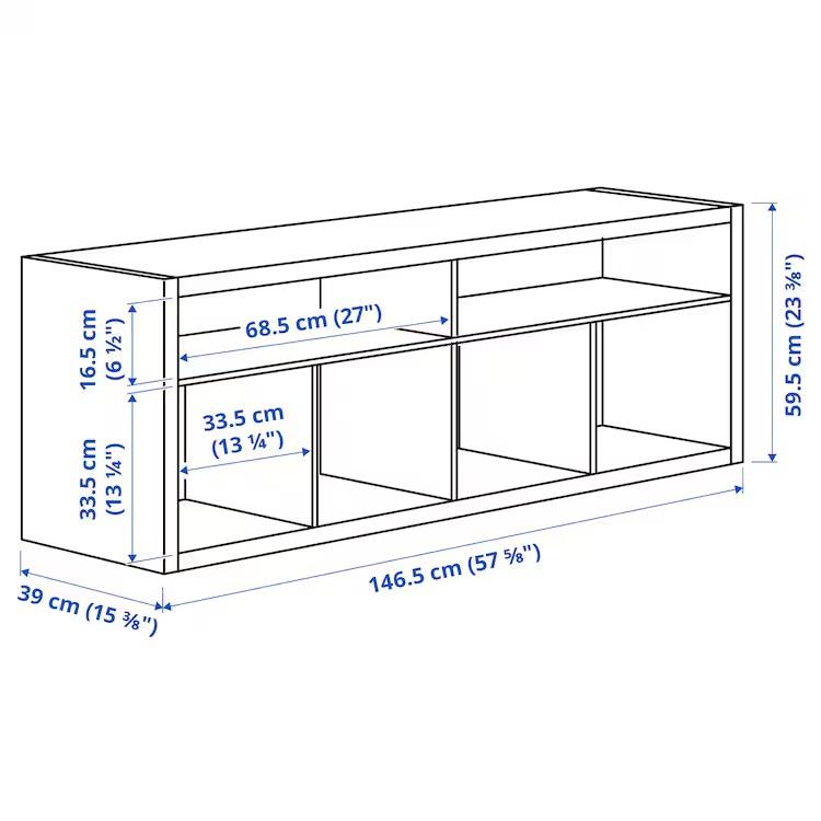 【IKEA -イケア-】KALLAX -カラックス- テレビ台 キャビネット ホワイトステインオーク調 147x60 cm (005.620.95)｜polori｜05