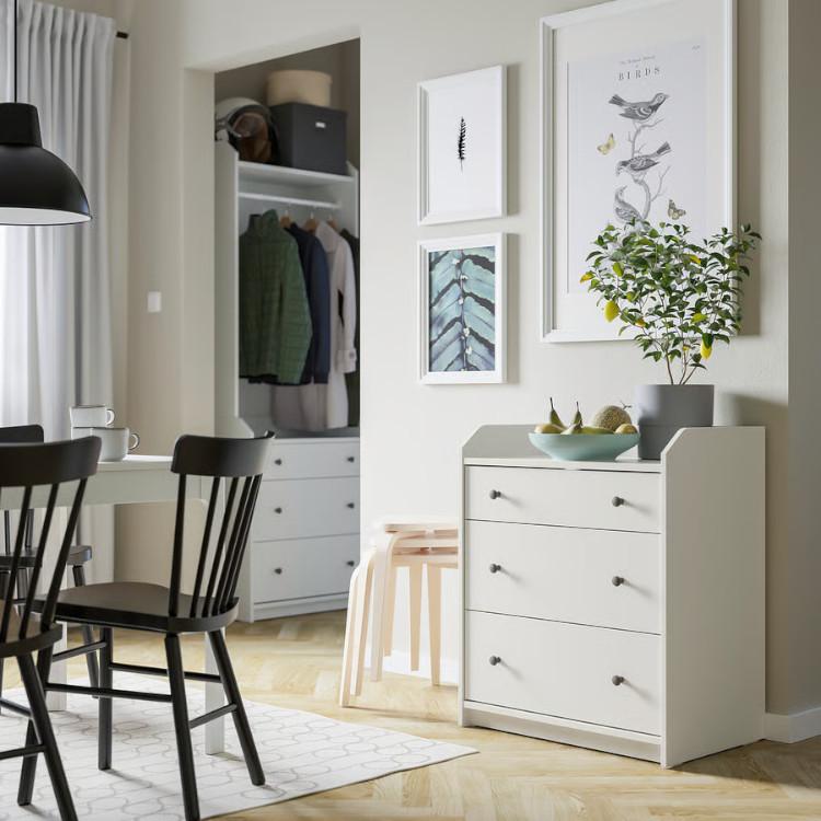 ★リユースのサカイ日立店★HJ8950 IKEA チェスト ホワイト H77×D39×W146.5 クリーニング済み IKEA イケア チェスト（引き出し×5） ホワイト 転倒防止機能付き