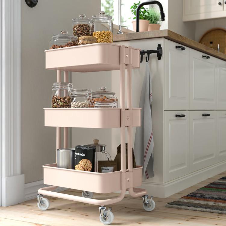 イケア（IKEA） RASKOG ロースコグ キッチンワゴン バスワゴン ピンク
