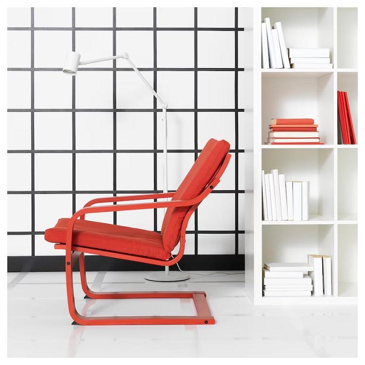 IKEA POANG ポエング アームチェア フットスツール セット イケア 赤 POÄNG low-back armchair, red/Katorp natural/beige - IKEA