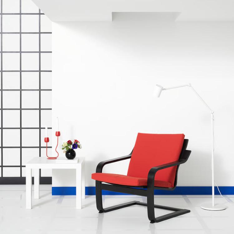 IKEA ポエング　 パーソナルチェア＆オットマン　 赤　クッション付 イケア（IKEA） 【 IKEA - イケア -】POANG-ポエング- ローバック
