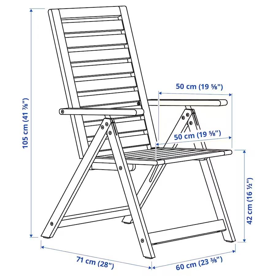 IKEA Original NAMMARO -ネッマロー- リクライニングチェア 屋外用, 折りたたみ式 ライトブラウンステイン 60x71 cm｜polori｜04