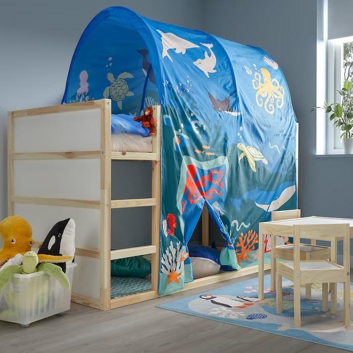 BLÅVINGAD（ブローヴィンガード）」のラグ（海の動物模様、133x133 イケア（IKEA） IKEA Original BLAVINGAD -ブローヴィンガード- ラグ
