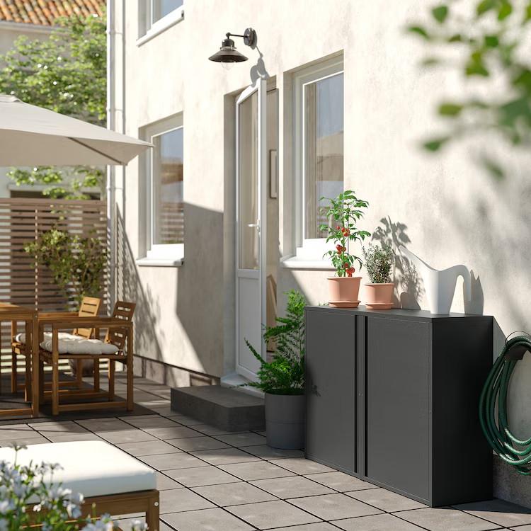 イケア（IKEA） SUNDSO スンドソー キャビネット チャコール 屋外用