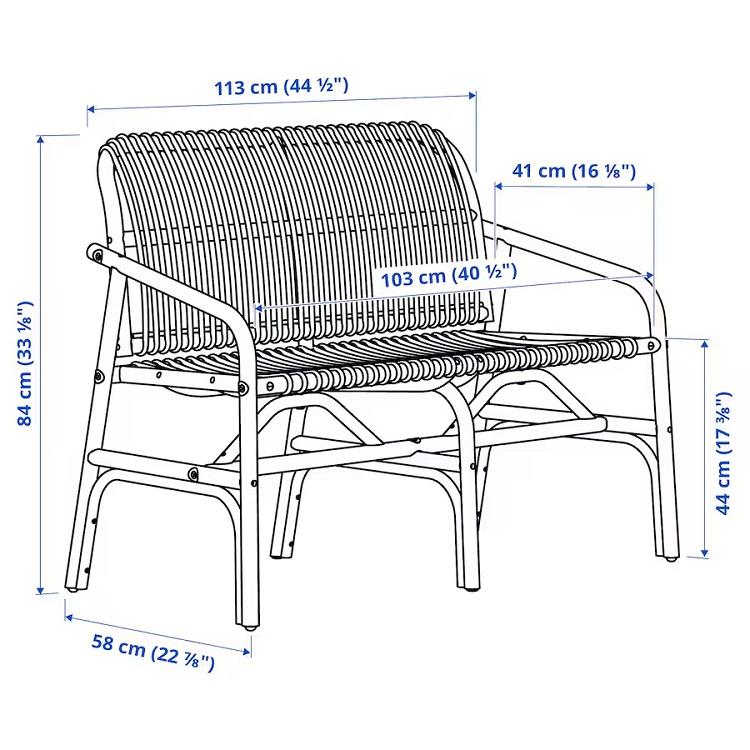 【 IKEA - イケア -】SALNO -サールノー- ベンチ 籐 113x58 cm (805.512.05)_4