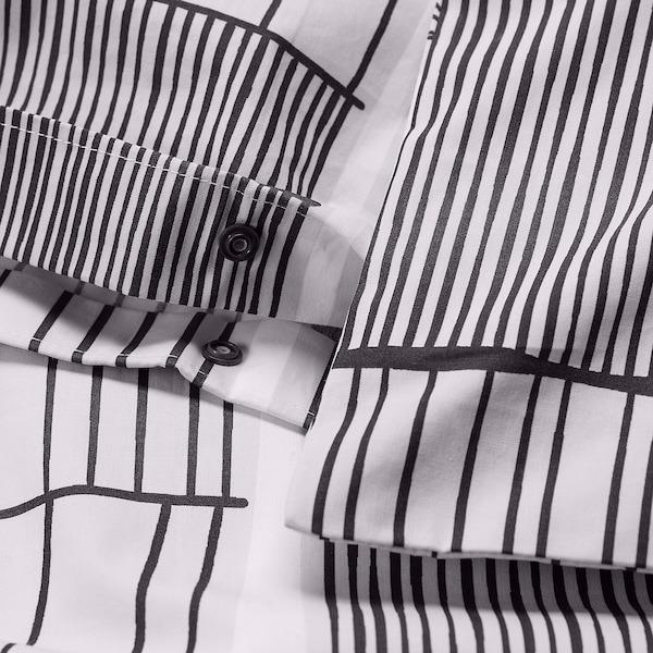 【IKEA Original】BERGKORSORT - ベリコルスオルト - 掛け布団カバー＆枕カバー ホワイト/グレー 200x200/50x60 cm (805.702.56)｜polori｜04