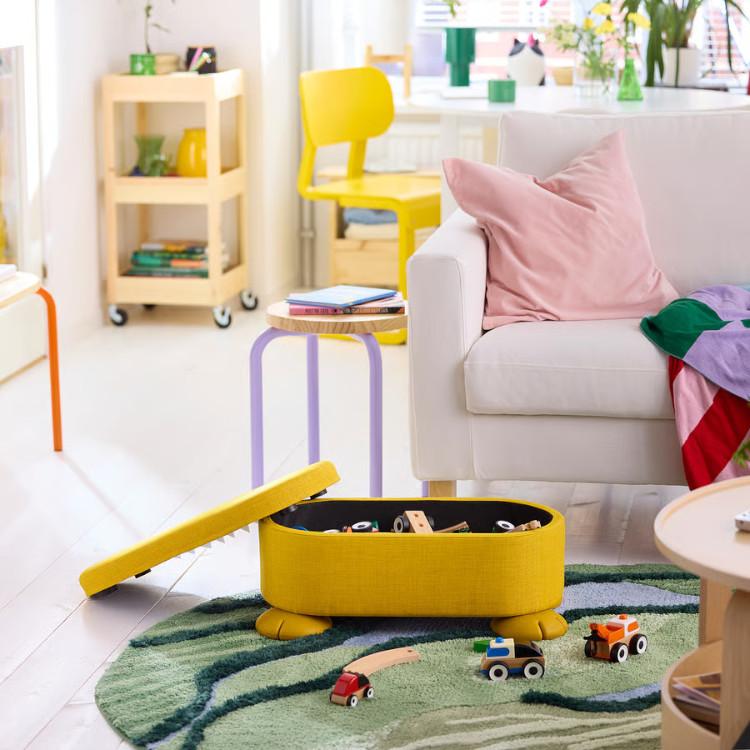 IKEA - イケア - GREJSIMOJS -グレイシモイス- プーフ 収納付き イエロー 57x32 cm (906.031.81)_3