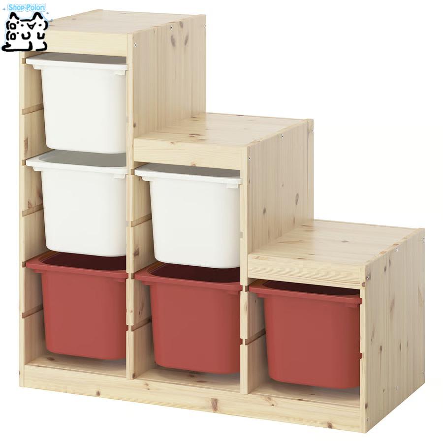 イケア IKEA トロファスト 階段収納収納付きケース ホワイト クリア