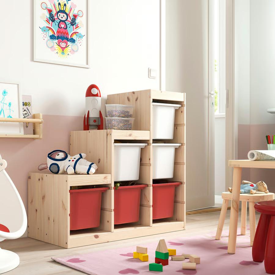 イケア IKEA トロファスト 階段収納収納付きケース ホワイト クリア