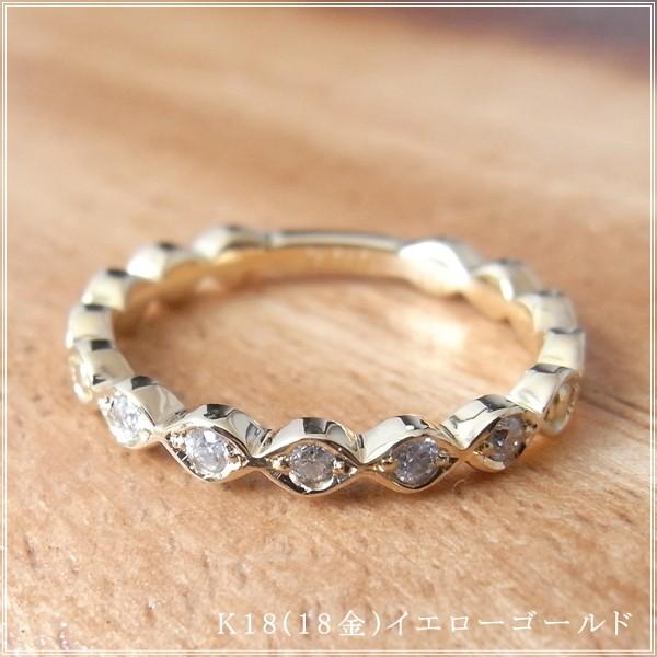 指輪 レディース ピンキーリング ダイヤモンド 18金 18k k18