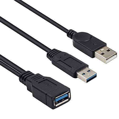 Duttek USB 3.0 二 股延長ケーブル、USB 3.0タイプAメスto デュアル USBオス充電Y延長ケーブル(片側のみ)充電用 30cm｜polupolu-shop｜02