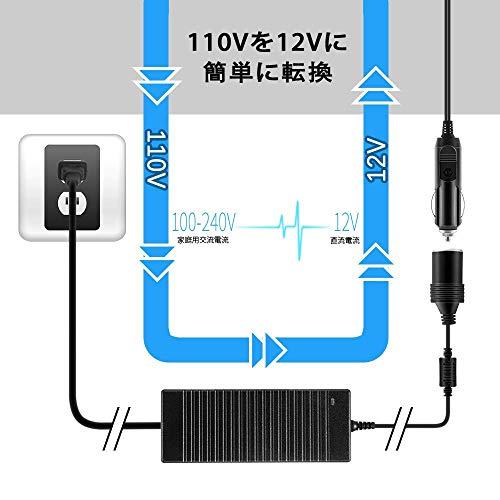 PANASONN AC-DC 電源変換 シガーソケット コンセント 12V acアダプター 10A 120W 車コンバーター 車用品を家庭用へ変換 1｜polupolu-shop｜02