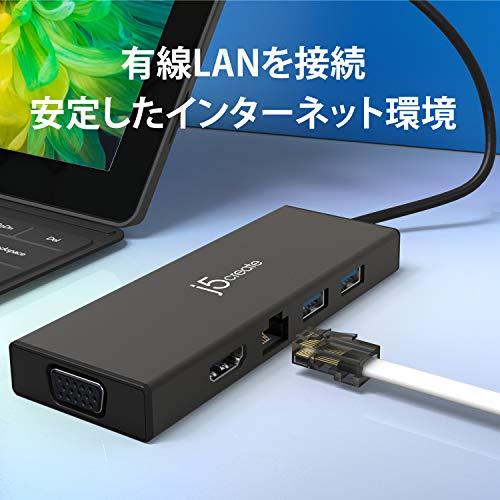 j5 create USB 3.0 5in1 デュアルモニタ ミニドック マルチ ハブ ブラック【 USB3.0x2, HDMI, VGA, ギガビッ｜polupolu-shop｜04