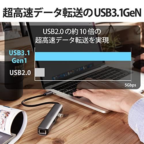 エレコム USB Type-C ハブ ドッキングステーション 5-in-1(LANポート) DST-C17SV/EC HDMIポート 4K対応 USB｜polupolu-shop｜04