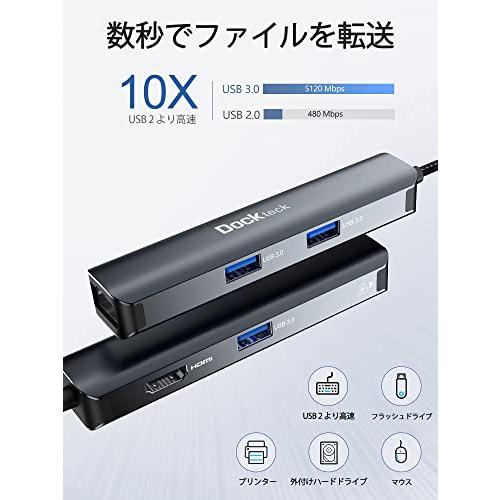 Dockteck USB C 5-in-1ハブ Lan HDMI ハブ アダプタ Typec ハブ 1Gbpsイーサネットポート 4K対応HDMI出力｜polupolu-shop｜06