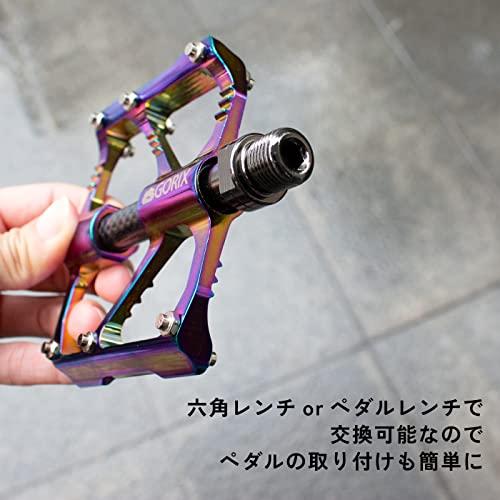 GORIX(ゴリックス) 自転車ペダル フラット ペダル オイルスリック アルミ 軽量 滑り止めピン (GX-FX61) ワイド幅広踏み面 おしゃれ｜polupolu-shop｜07