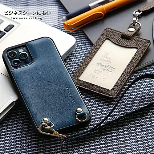 [HANATORA] iPhone ケース イタリアンレザー 本革 ダブルストラップホール ハンドストラップ付属 TGN-13ProMax-Black｜polupolu-shop｜12