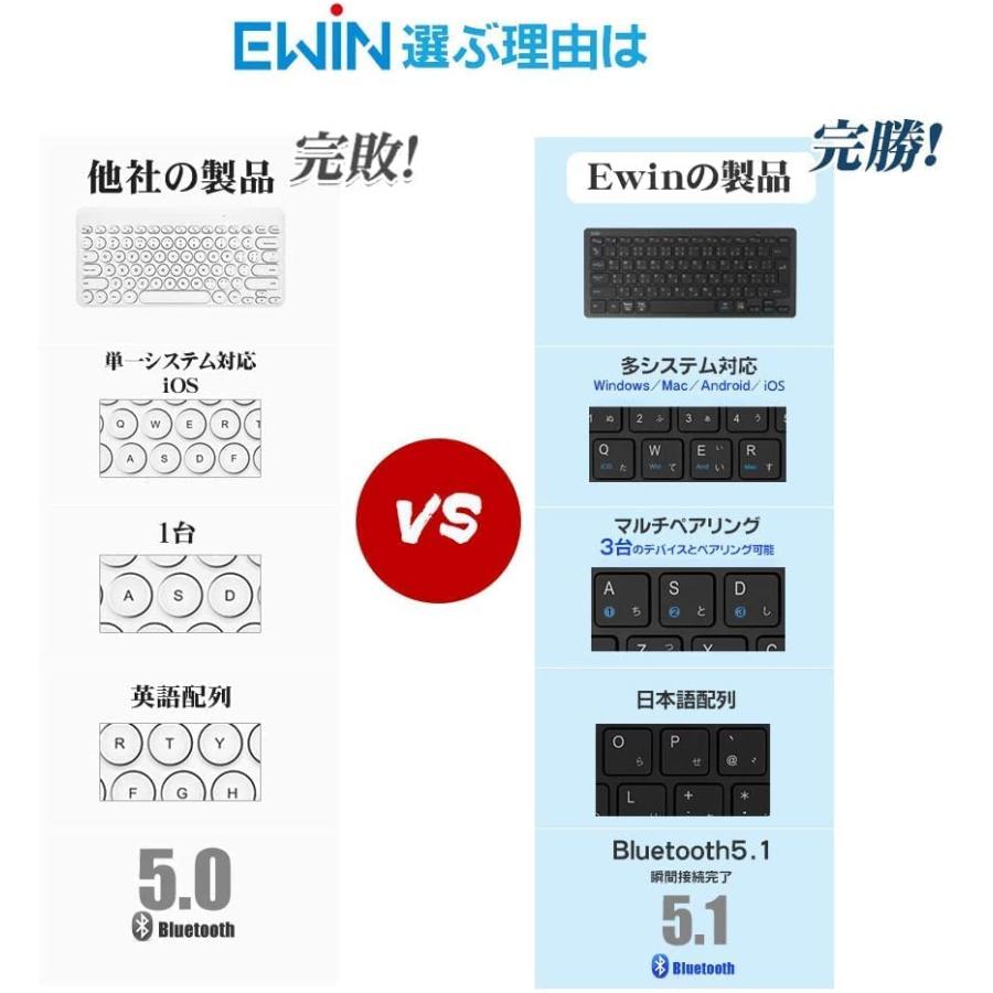Ewin キーボード ワイヤレス マウスセット bluetooth JIS日本語配列 ios android Windows mac対応 iphone｜polupolu-shop｜02