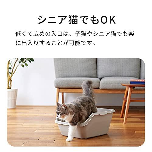 【OFT】 HY CAT ラージ 猫トイレ 大型 本体 飛び散り防止 幅26cm×奥行33cm ハイキャット 大きい 一体成形 入口低め（グレー）｜polupolu-shop｜05