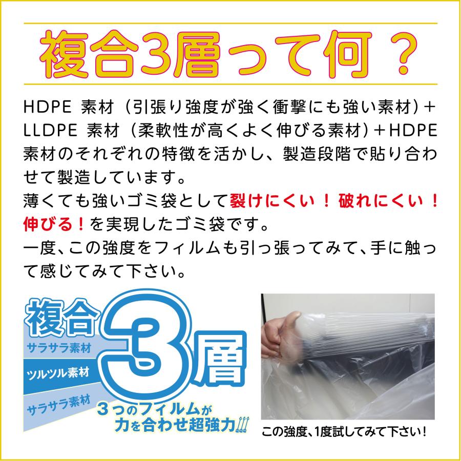 ３層ゴミ袋 45L 半透明 100枚 箱タイプ 0.023mm厚 8小箱入り(800枚) 1小箱あたり1260円 1枚12.6円 HDPE素材 ポリ袋 ビニール袋 SBOX-433 爆買_6