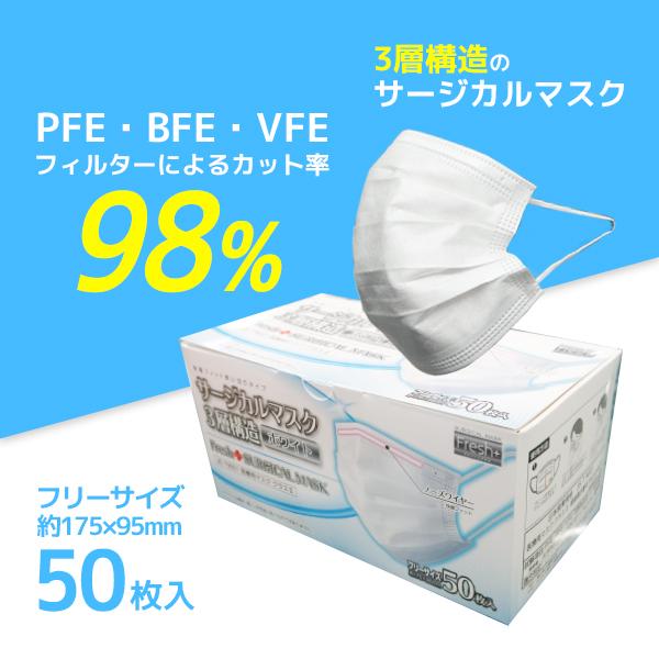 大黒工業 Fresh+ サージカルマスク3層構造 医療用マスク クラスII 50枚
