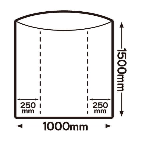 超大型ポリ袋(マチ付き)　半透明　1500x1500　0.020mm厚　KN-1515-10　サンキョウプラテック　10枚x20冊x10箱