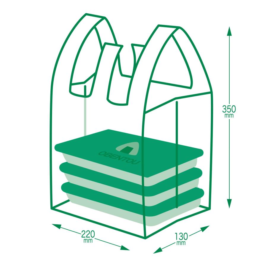 お弁当用手提げ袋 小サイズ ブロック有 22x35cm マチ13cm 0.014mm厚 乳白 100枚x60冊 RL-16 サンキョウプラテック | サンキョウプラテック | 02