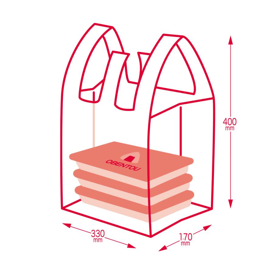 お弁当用手提げ袋 特大サイズ ブロック有 33x40cm マチ17cm 0.014mm厚 乳白 100枚x40冊 RL-18 サンキョウプラテック | サンキョウプラテック | 02