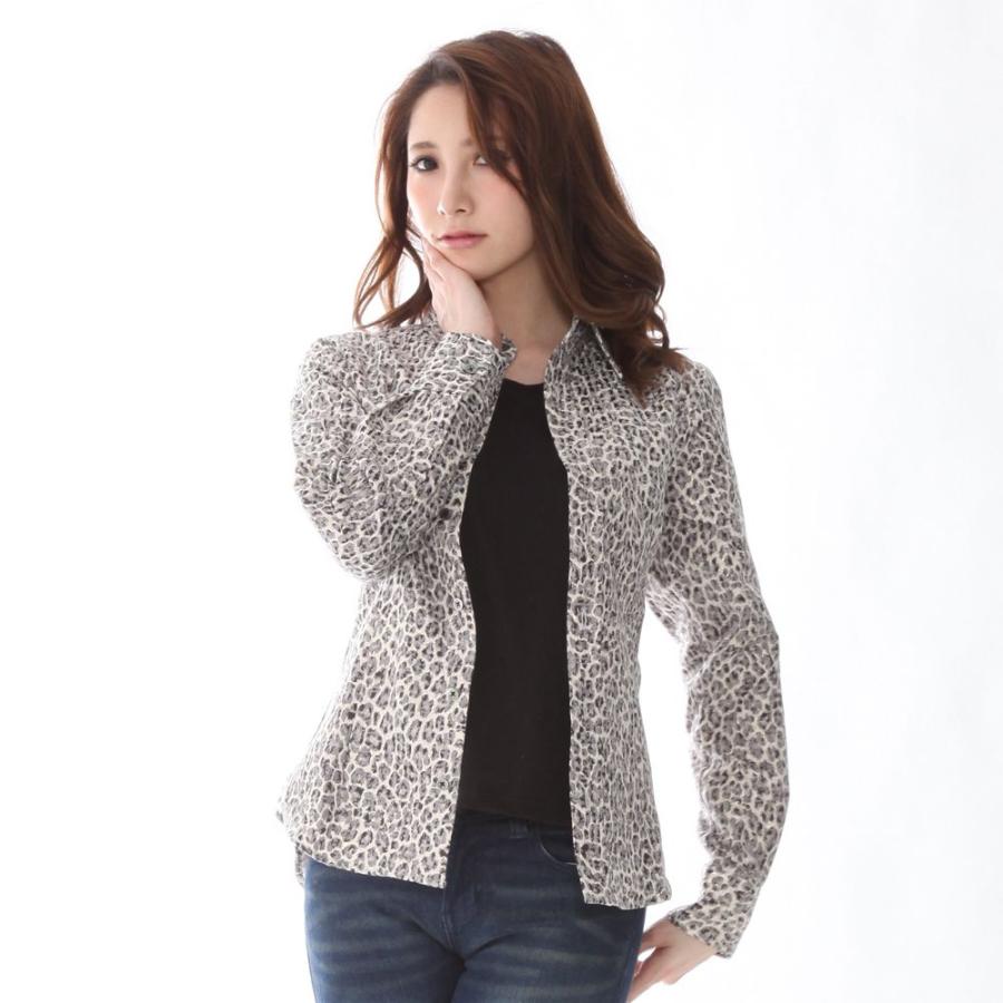 レディース ドレスシャツ ヒョウ柄 レオパード 光沢 Polyantha/ポリアンサ