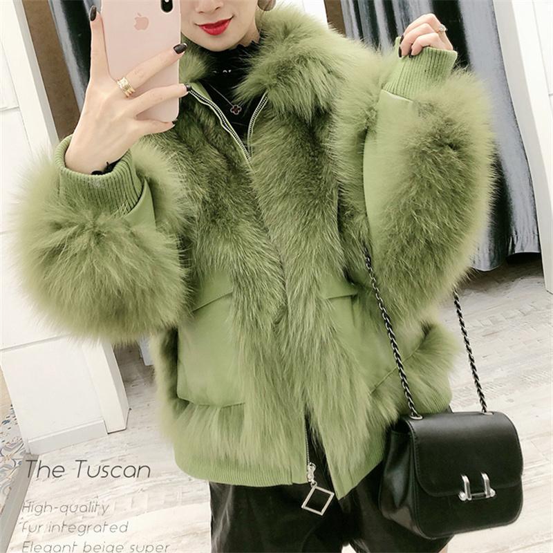 21春夏新色 羊革 ファーコート ウールコート 皮毛一体 レディース 冬 新品 フォックスコート 毛皮コート ショートコート 暖かい アウター グリーン 防風 30代 40代 50代 新品即決 Gestion Etechnologies Shop