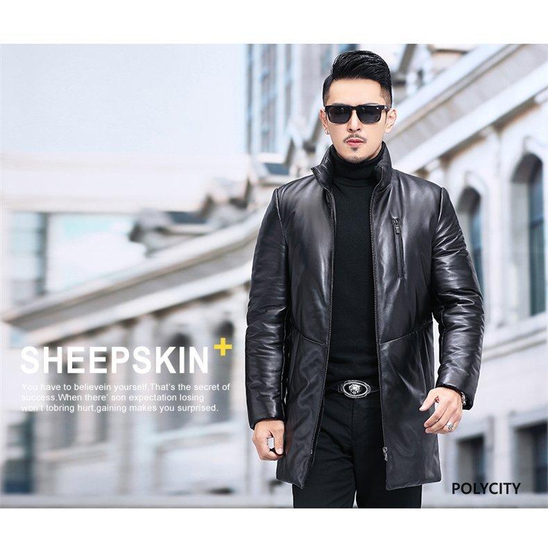 送料関税無料 秋冬の新作 ダウン ファッション 紳士 ビジネス 通勤 暖かい 簡約 中長 立ち襟 メンズダウンコート 羊の皮 コート アウター Fsouzoku Jp