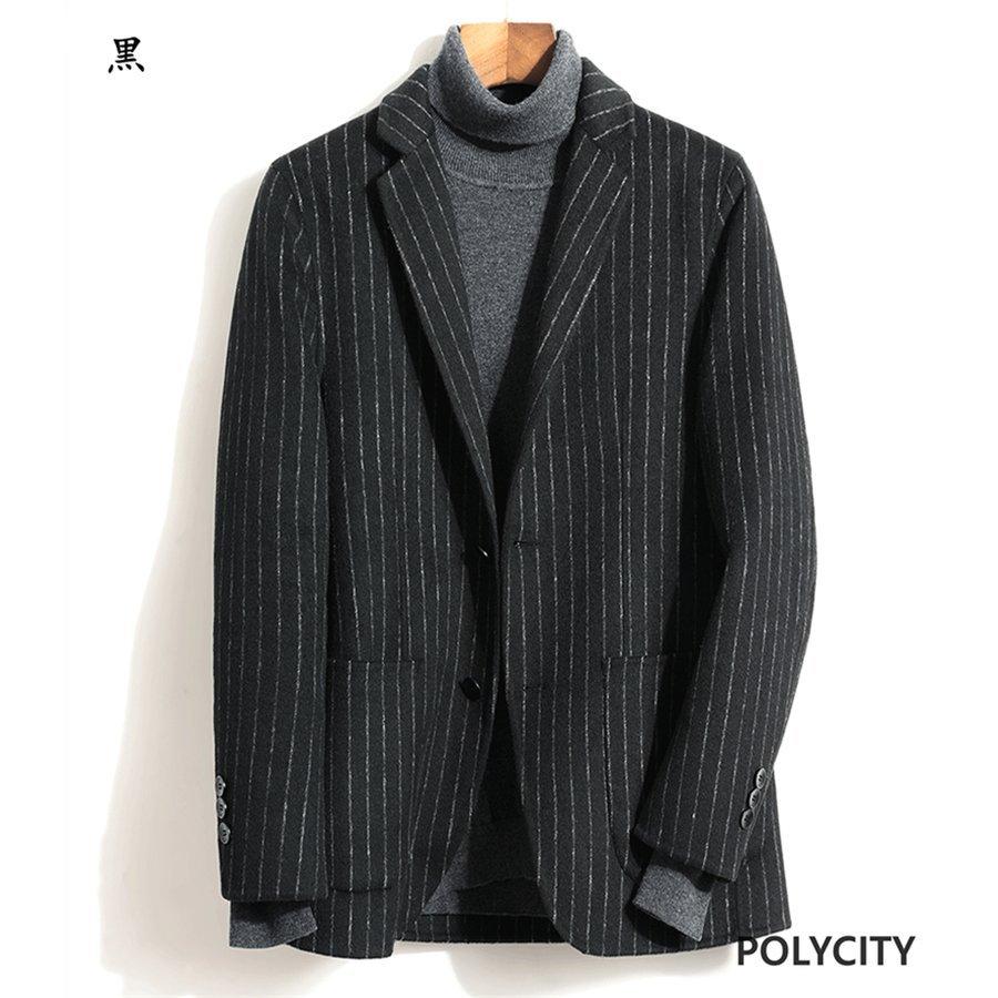 注文割引 ダッフルコート ウール50 秋冬の新作 ダブルフェイスウール ファッション 紳士 ショート カジュアル スリム ストライプ メンズスーツ ビジネススーツ Smssvg Org