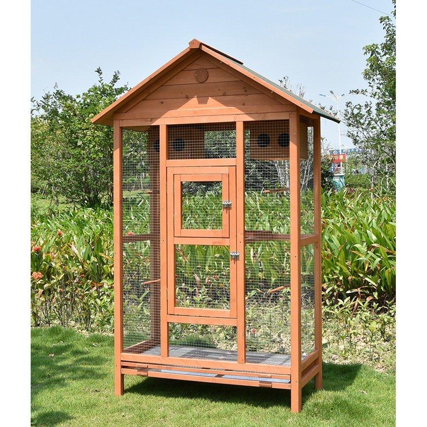 正規店仕入れの 大型 鳥かご 別荘 飼育ケージ 小動物ケージ 天然杉材 防腐材 112 5 60 173cm 23kg 組立式 Seal限定商品 Technet 21 Org
