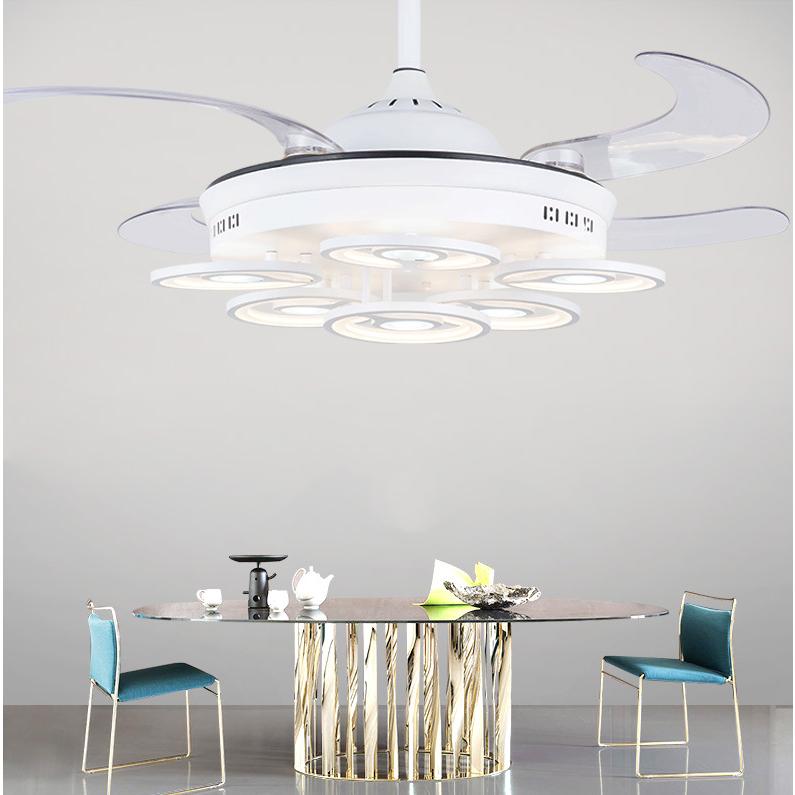 ランプの天井扇風機のライトリビングルームのダイニングルームの寝室の家の雰囲気モダンなミニマリスト充電ファンシャンデリアホワイトソフト Polycity 照明 電球 シーリングライト 天井照明 シーリングライト Ldj01