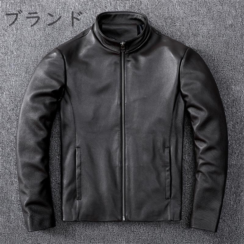 無料配達 牛革 スリム ライダースジャケット 秋冬 レザージャケット 本革 メンズ革ジャン バイクウェア 黒い 男性用 上品 防寒防風 ブラック ブランド シングル 革ジャン レザージャケット サイズ 2xl Michiganestateplanning Com