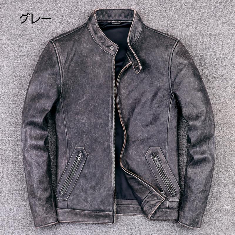 高価値セリー レザージャケット スタンドカラー アメリカン復古 牛革 本革 ライダースジャケット 革ジャケット 春夏秋冬 防風 バイクジャケット メンズ レザージャケット バイクジャケット メンズ ジャケット Armbandland De