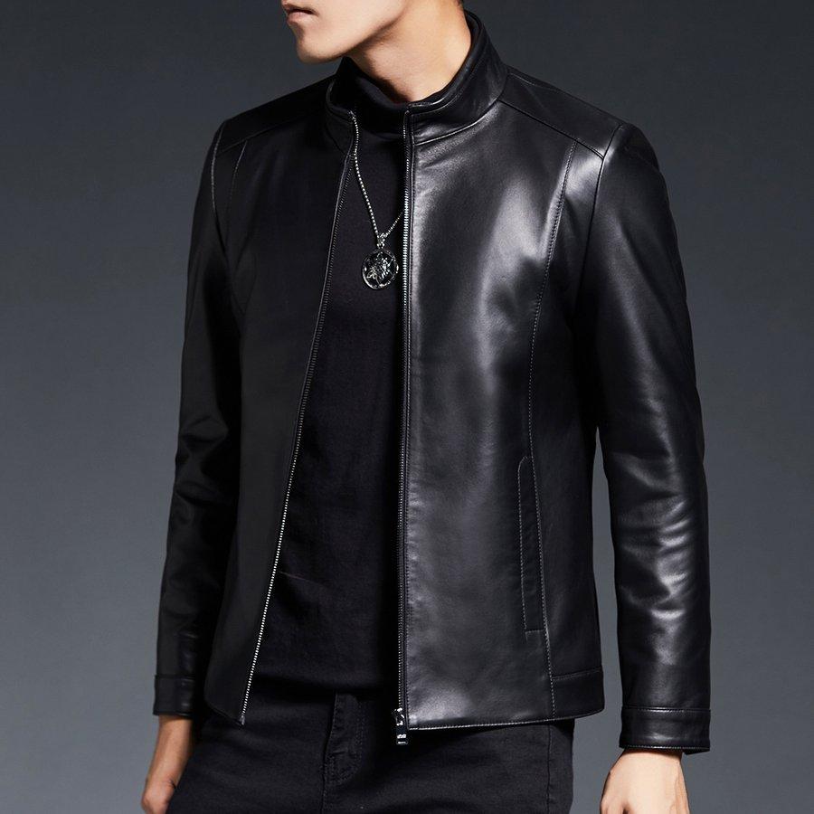 保障できる ブラック 羊革 本革 ライダースジャケット 革ジャケット 春夏秋冬 防風 バイクジャケット メンズ レザージャケット スタンドカラー ブラック レザージャケット スタンドカラー ジャケット
