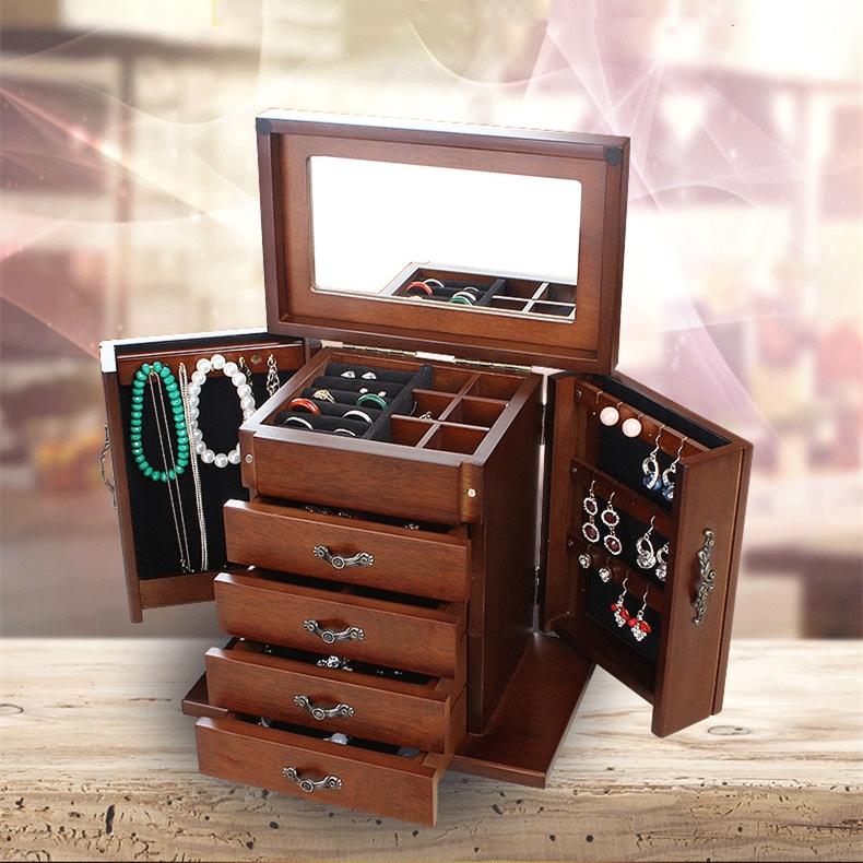 アクセサリー ケース 5段ジュエリーボックス ワンタッチロック 木製 実木手作り 大容量 ジュエリー収納 人気 母の日 21 プレゼント Ssh11 Polycity 通販 Yahoo ショッピング