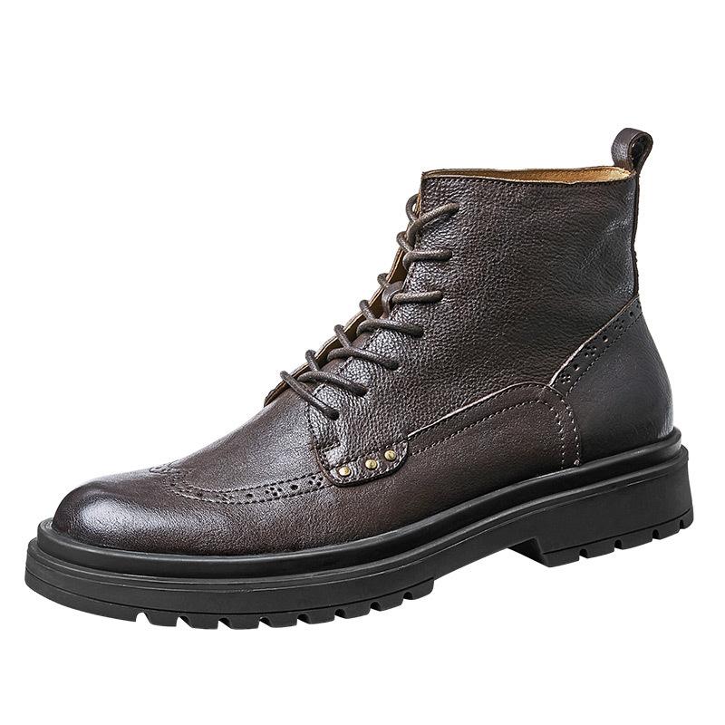 メーカー直売 新作 マーティン靴 秋 ハイカット レトロ ツールブーツ イギリス風 ビジネス ファッション メンズ 牛革ブーツ クリアランス人気商品 Ismailimmobilier Com