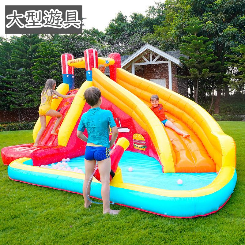 【〜6/6まで出品】 [乾湿両用/送風機付き] プール 遊具 すべり台 滑り台 大型遊具 エア遊具 エアー遊具 ウォータースライダー アウトドア ふわふわ遊具 トランポリン 【1504194183】(54126円)