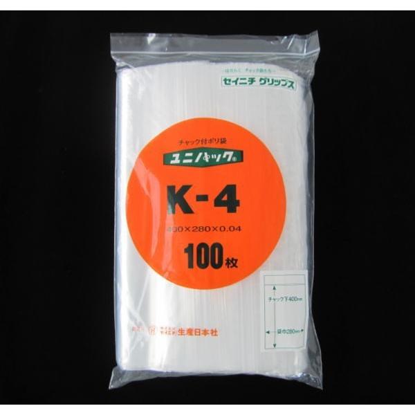 生産日本社 セイニチ チャック袋 ユニパックK-4 1箱（1,500枚入