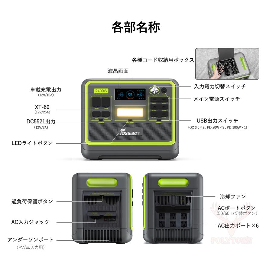 FOSSiBOT 【津波対策】2025最新型 F2400 ポータブル電源 超大