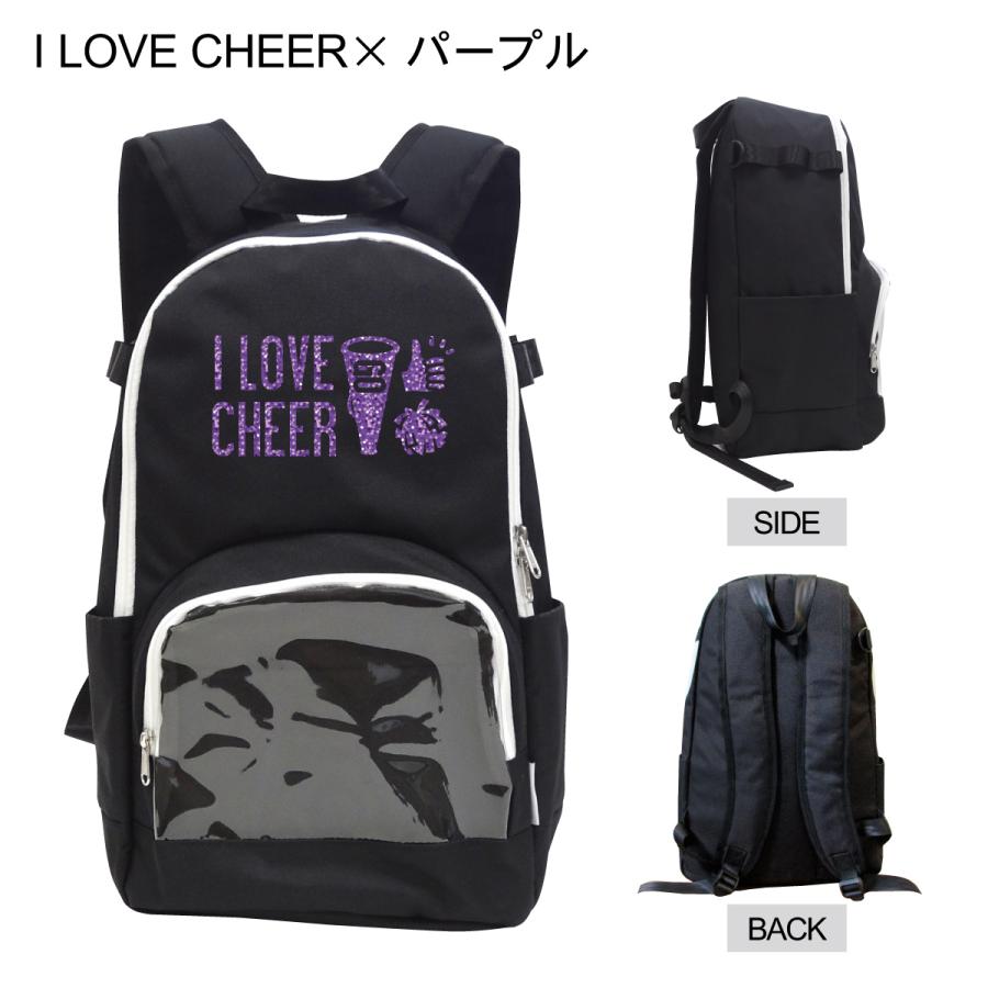 リュック（クリアベースブラック）I LOVE CHEERグリッターロゴ入り【12
