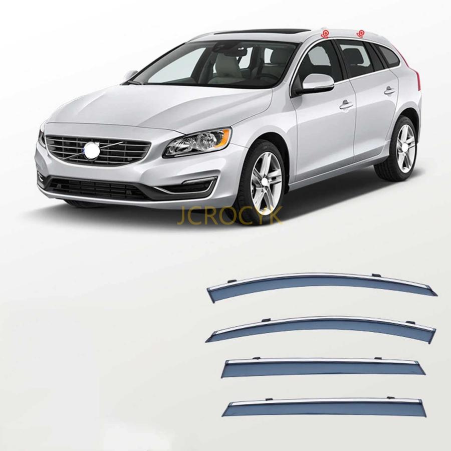 送料無料 VOLVO V40 V60 V90 サイドバイザー 車用サイドバイザー ボルボV60 2012-2017 専用 ドアバイザー